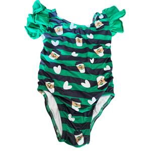 ISP Dancewear Happy Coffee Ruffle Leotard Girls Small Size 6 Gymnastics Dance